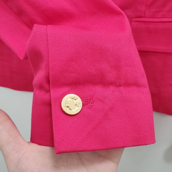 C. Wonder Women's Hot Pink Stretch Fitted Preppy Barbie 2-Button Blazer‎ Size 2 - Picture 2 of 6